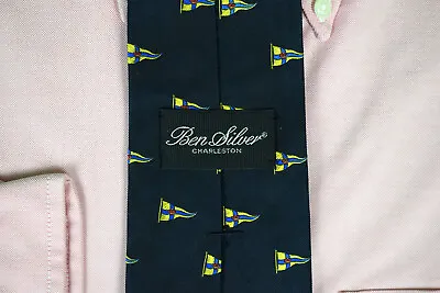  Ben Silver Yacht Club Signal Flag Navy Silk Twill Tie  • $125