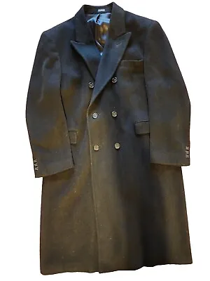 John Ashford Overcoat Top Long Winter Dress Coat Cashmere Blend Black 44 Regular • $49.95