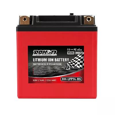 LFP14-BS 12V 14AH 460CCA Lithium Battery For YTX12-BS Honda Kawasaki KTM Battery • $190.79