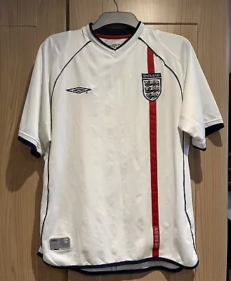 England White Home Football Shirt 2001 2003 Umbro Men’s Large In Good Condition • £19.99