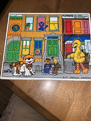 Vintage Playskool Here's Sesame Street Wooden Puzzle Complete 376-2 Wood • $11.99