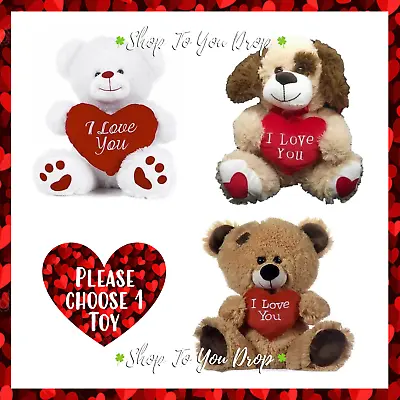 I LOVE YOU TEDDY BEAR Valentines Day Gift Present Dog Heart Cuddly 32-34cms💗🥰 • £11.95