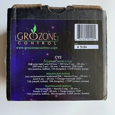 Grozone Controls CY2 Short Period Cyclestat W/Day/Night Sensor New In The Box • $42.46