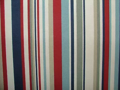 £3.99 • Buy 3m Nautical Stripe Cotton Fabric Curtain Upholstery Cushions Roman Blinds Craft