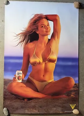 Vintage 1991 30x20  Miller Lite Beer Poster Ad Sexy Woman Beach Man Cave Wall  • $23.99