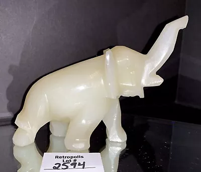 Vtg Carved Marble Quartz Or Alabaster Elephant Figurine Paperweight • $24.70