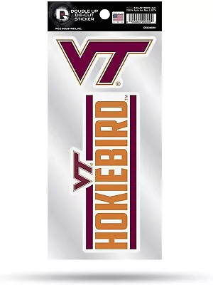 Virginia Tech Hokies Double UP Decal Slogan Sticker Auto Home Emblem University • $10.79