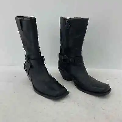 Siren By Mark Nason Black Leather Harness Biker Boots - Women's Size 8.5 • $150