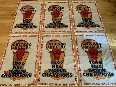23.5  X 36  Chicago Bulls Banner Set -  6 Champions Plus Jordan/Pippen/Jackson • $85