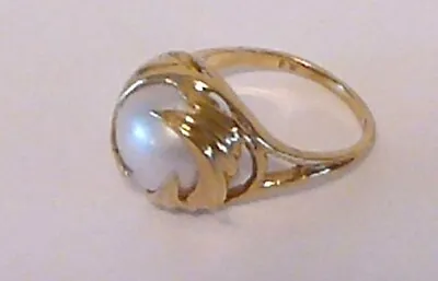 Mabe Pearl Ring - 10k Solid Gold - Size 7 - 3.9 Grams • $245