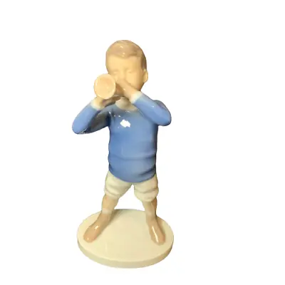 Bing & Grondahl B&G 1792 Denmark Porcelain Figurine 'Boy Blowing Horn' 1959-1960 • $28