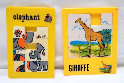 Lot Of 2 Vintage Slide Puzzles - Elephant And Giraffe • $18.69