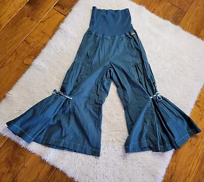 Matilda Jane Teal Blue Mindy Butterfly Wide Leg Tie Crop Capri Pants Size XS • $14.99