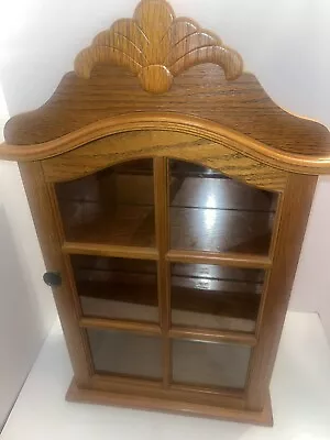 Vintage Wood And Glass Wall Curio Display Case Cabinet • $65