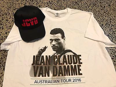 JEAN CLAUDE VAN DAMME TEE SHIRT & CAP BLOOD SPORT UNIVERSAL SOLDIER Size Large • £37.19