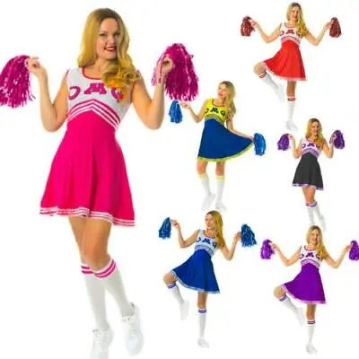 £8.99 • Buy Cheerleader Fancy Dress Costume Outfit With Pom Pom's High School Musical Girls