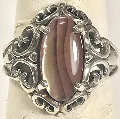 Kabana Vintage Sterling 925 Oval Abalone Statement Ring (c119a) • $59.99