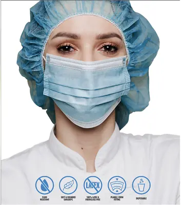 Disposable Face Mask Surgical Medical Dental 3-Ply Earloop Mouth Cover 10 Or 20 • $9.49