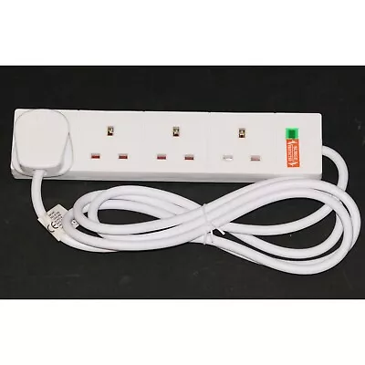 Surge Protected Mains Power Extension Lead Cable. UK Plug To 246 Gang Sockets • £12.85