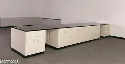 Used 20' Laboratory Island Cabinet  W/ Desk Area & Tops E1-462 • $15000
