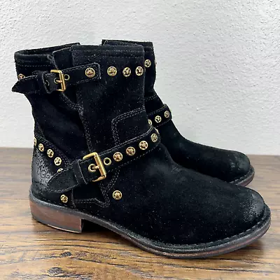 UGG Womens Boots Size 7 Fabrizia Moto Biker Studded Buckle Zipper Ankle Bootie • $23.93