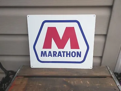 Marathon Metal Sign Gas Station Oil Pump Garage Mechanic Shop Retro 10x12  50139 • $25.95