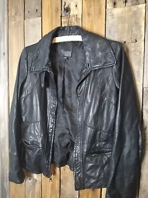 Vintage Y2K Banana Republic 100% Leather Jacket Black  Women's Size XS • $35.99