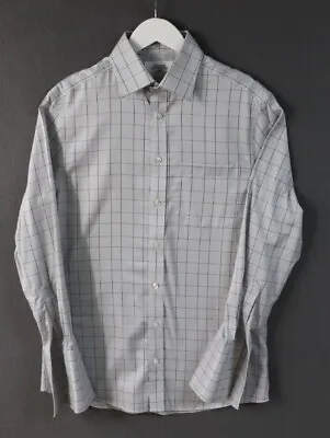 £12.95 • Buy Charles Tyrwhitt Men's Shirt 15 Long Sleeve Double Cuff Check Pattern Slim Fit