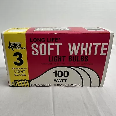 Action Tungsram 100 Watt Long Life Soft White Light (3) Bulb • $15