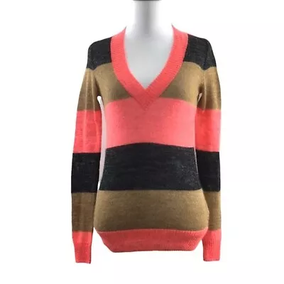 Madewell Wallace Pink Tan Knit Wallace Pullover Sweater Womens XS V Neck Alpaca • $24.31