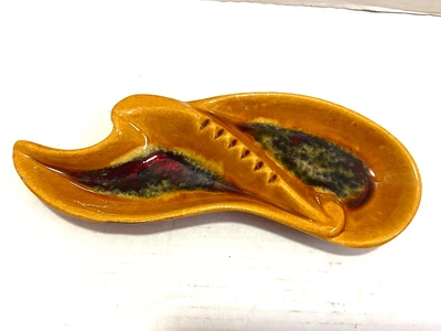 $17.99 • Buy Vintage 14  California Originals Orange Yellow Ceramic Ashtray Sculpture Pottery