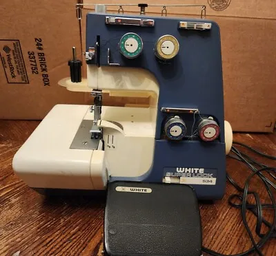 White Super Lock 534 Serger Sewing Machine W/ Foot Pedal • $125