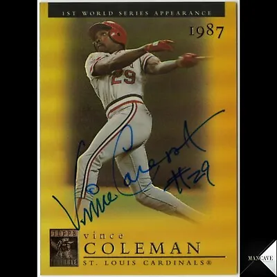 2003 Topps Tribute Vince Coleman Auto Signed Ip Gold Refractor /100 Cardinals • $69.99