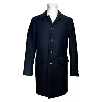 Hannes Roether Men's Black Slim Fit Heavy Long Coat Avant Garde Cotton Size M • $129.99