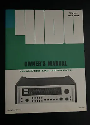 Vintage Original McIntosh MAC4100 Manual NEW • $50