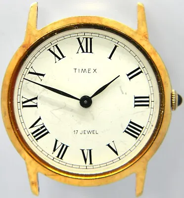 367 Men Vintage Timex 17J Manual Roman Numeral Fancy Gold Plated Watch Works Lot • $49.99