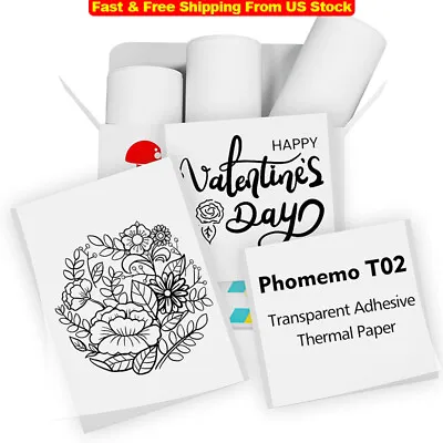 Transparent Adhesive Thermal Paper Sticker Paper Printer Label For Phomemo T02 • $10.99