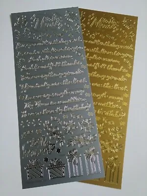 Anita's Verse Mum In A Million Birthday Peel Off Stickers Gold Silver Card Craft • £1.15