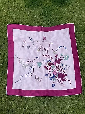 VINTAGE 100% SILK SCARF Pink Floral Bell MADE IN ITALY • $25