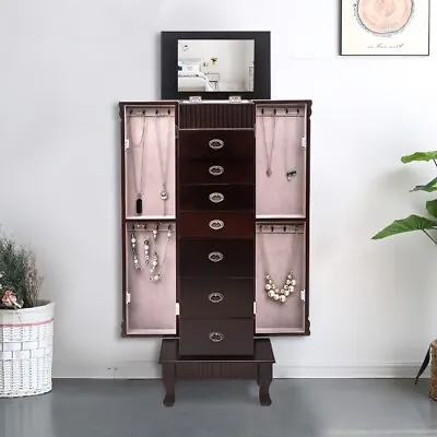 39 H Large Jewelry Armoire Cabinet Standing Storage Chest Neckalce Organizer • $159.98