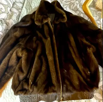 Beautiful Unisex Fully Reversible Mink Fur & Leather Bomber Jacket. Size XXL • $950