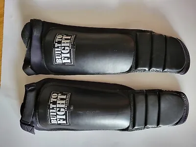 BUILT TO FIGHT Large Shin Guards Black MMA Kickboxing Muay Thai Equipment • $14.99