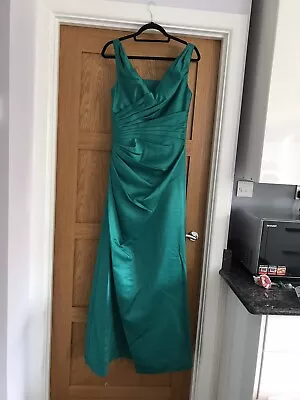 BNWT Prom Bridesmaids Teal Green Fitted Bodice Corset Back Full Length Dress -10 • £89