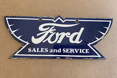 Vintage Ford Sales And Service Dealership Gas Station Porcelain Oil Sign • $5.51