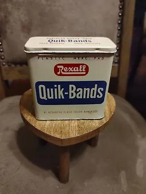 Vintage Rexall Quick-Band 47 Assorted Flesh Colored Bandages Tin $10 • $10