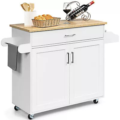 Rolling Kitchen Island Cart W/ Storage Serving Trolley Cart W/ Towel Rack • $245.95