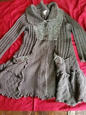 Monroe And Main Cardigan Sweater Women Large Brown Mohair Wool Ethnic Boho 70s • $12