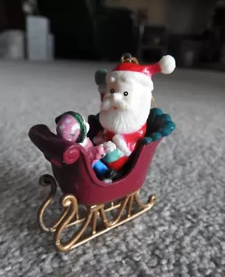 Vintage Mistletoe Magic ? Trevco ? Lustre Fame ? Santa In Sleigh  Ornament • $6