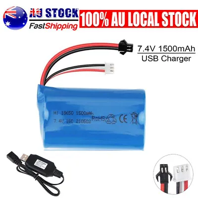 7.4V 1500mAh Li-ion Battery SM Plug+USB Charger For RC Car Boat Truck Accessorie • $26.98