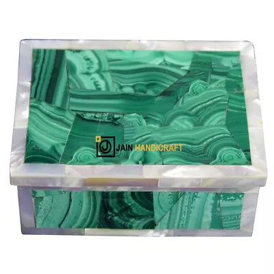 8 X6  Marble Box Jewelry Trinket Inlay Pietra Dura Mosaic Green Malachite S3 • $599